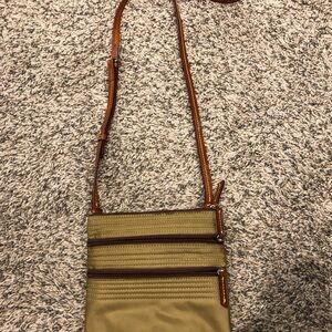 Dooney & Burke Olive Crossbody Bag with Brown Accents